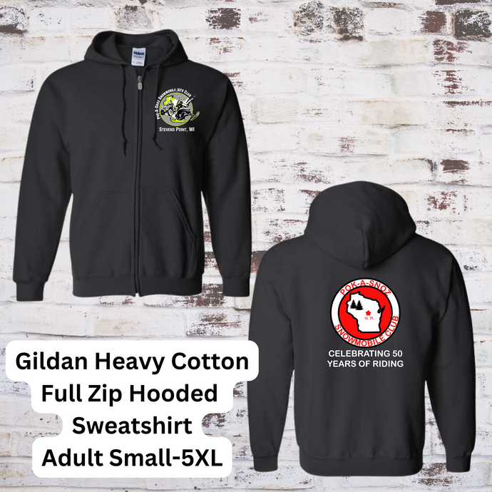 Pok-A-Snoz Gildan Heavy Cotton Hooded Full Zip Up Sweatshirt