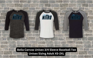 Bella Canvas Unisex 3/4 Sleeve Baseball Tee