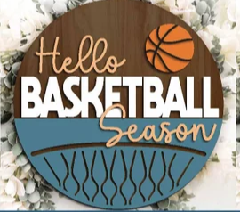 Hello Basketball Season Door Sign