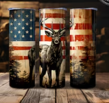 Flag Patriotic Deer 20oz Tumbler