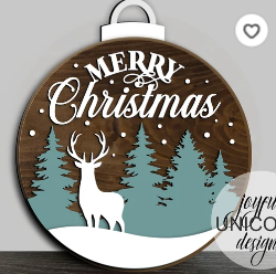 Merry Christmas Deer Ornament Door Sign