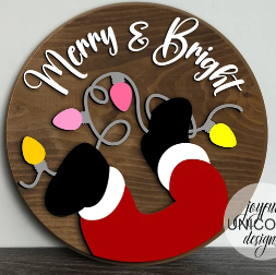 Merry & Bright Santa Door Sign