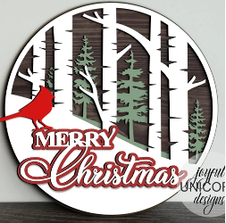 Merry Christmas Cardinal Woods Door Sign