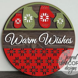 Warm Wishes Mittens Door Sign