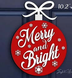 Merry & Bright Ornament Door Sign