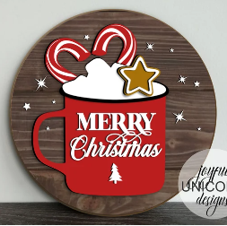 Merry Christmas Mug Door Sign