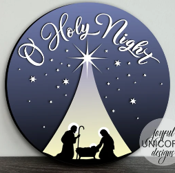 Oh Holy Night Silhouette Door Sign