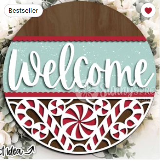 Welcome Candy Canes Door Sign