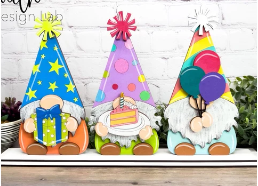 Gnomes Shelf Sitter Set of 3 Happy Birthday