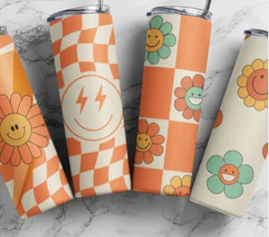 Retro Floral Smiley 20oz Tumbler