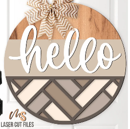 Hello Geometric Door Sign