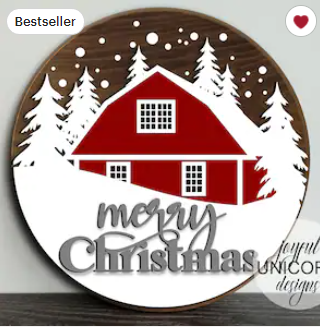 Merry Christmas Red Barn Door Sign