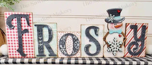 Frosty Word Block Wooden Decor