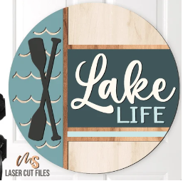 Lake Life Oars Door Sign