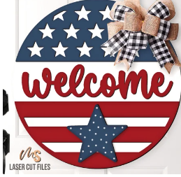 Patriotic Welcome Star Door Sign