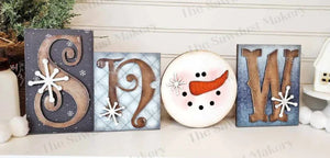 Snow Word Block Wooden Decor