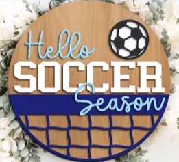 Hello Soccer Season Door Sign