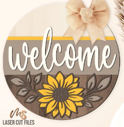 Welcome Sunflower Door Sign