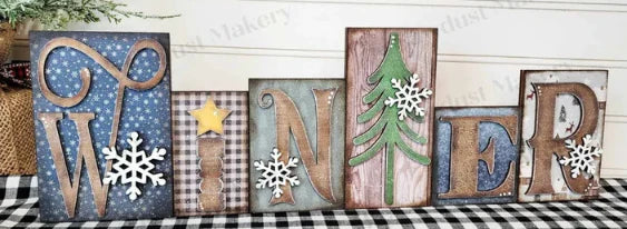 Winter Word Block Wooden Decor