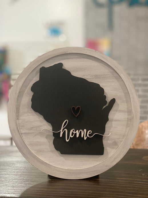 Wisconsin Home Round Sign