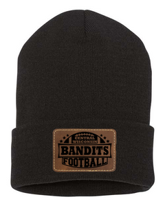 Cable Knit Beanie with Leather Patch