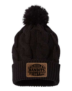 Cable Knit Beanie with Leather Patch