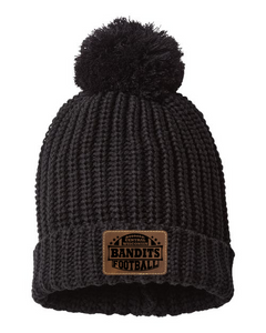 Cable Knit Beanie with Leather Patch