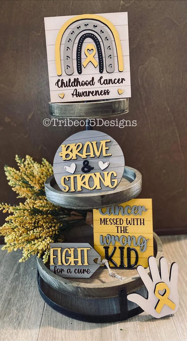 Childhood Cancer Tiered Tray 3D Set