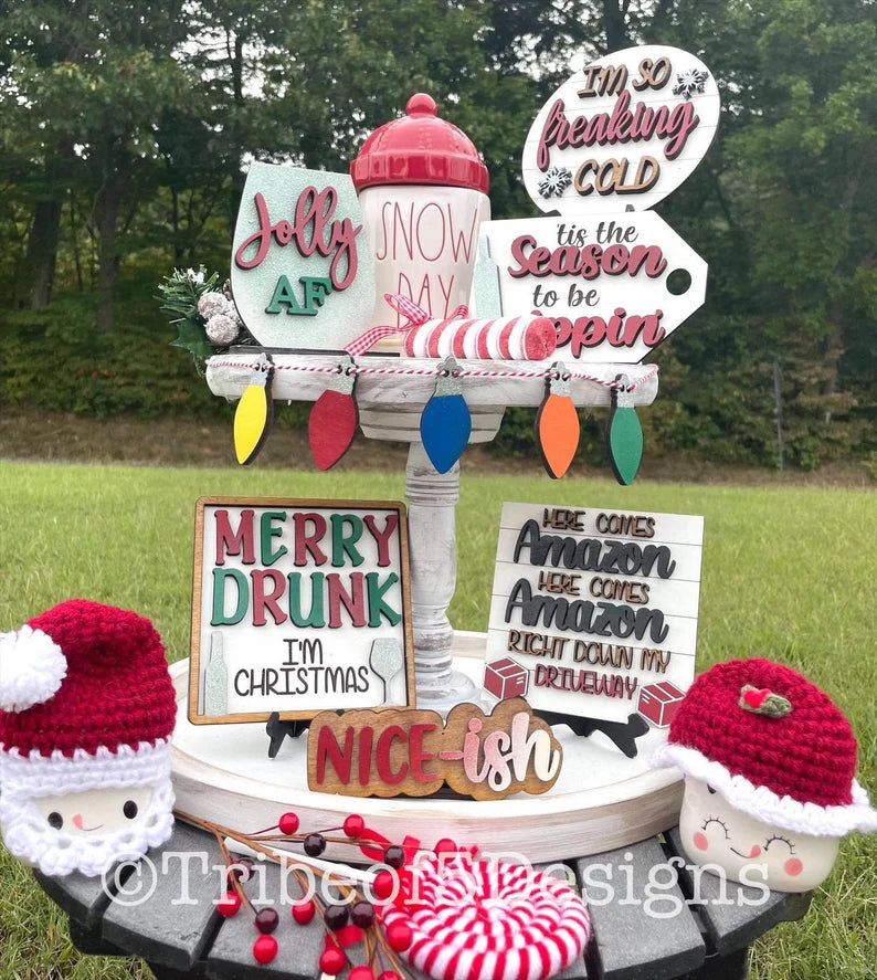 Christmas AF Tiered Tray 3D Set