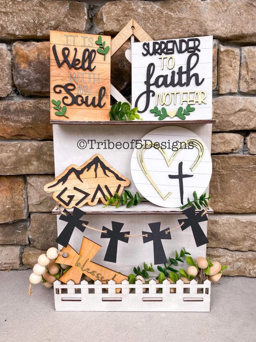 Faith Tiered Tray 3D Set