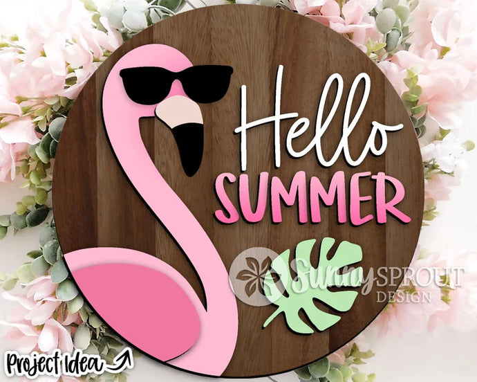 Flamingo Hello Summer Door Sign