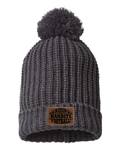 Cable Knit Beanie with Leather Patch