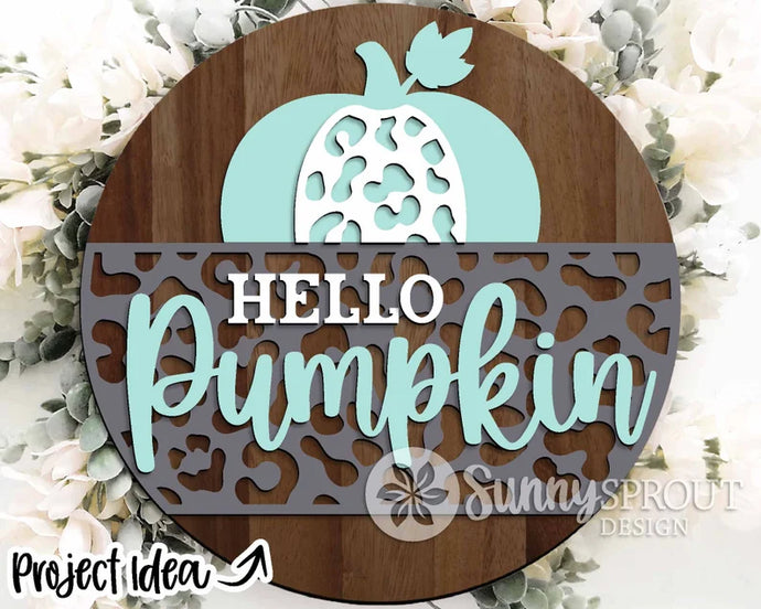 Hello Pumpkin Leopard Door Sign