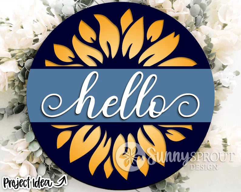 Hello Sunflower Door Sign