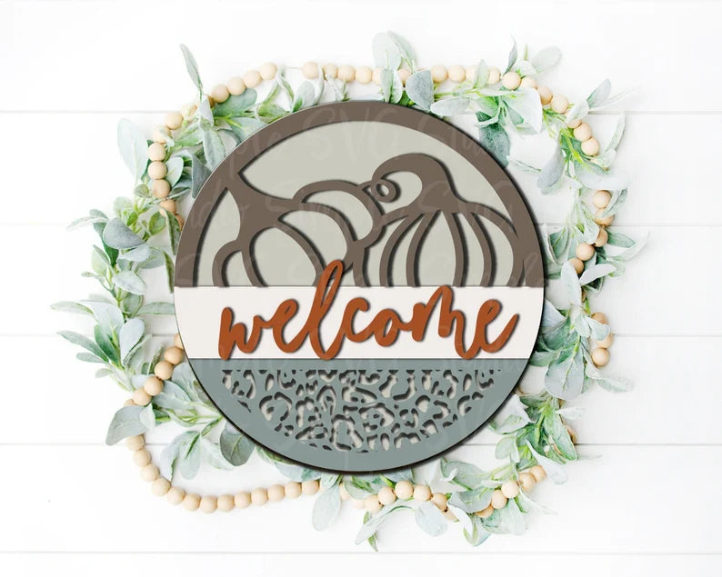 Welcome Pumpkin Fall Door Sign