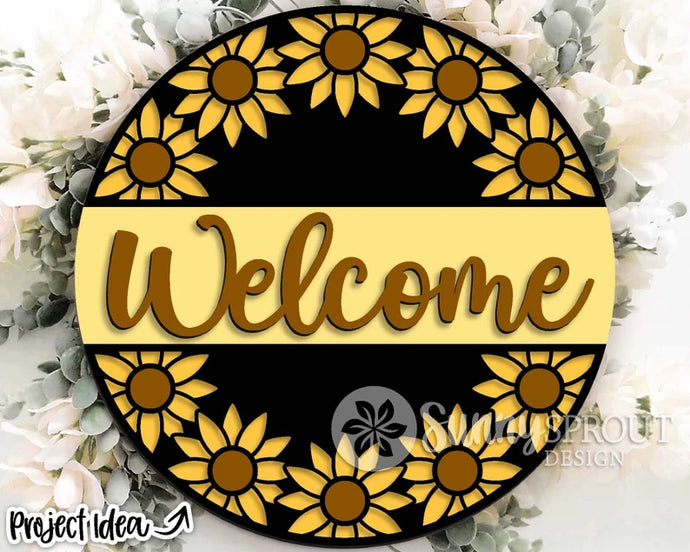 Welcome Sunflowers Door Sign