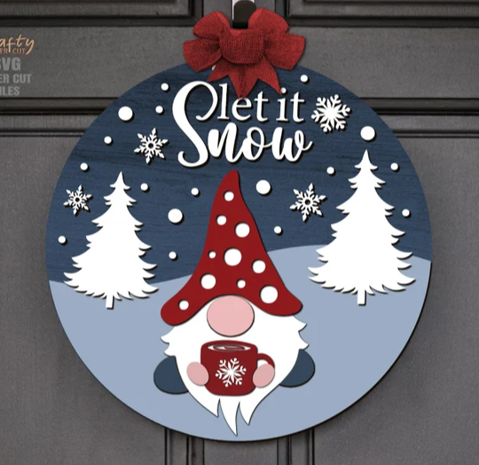 Let It Snow Gnome Door Sign